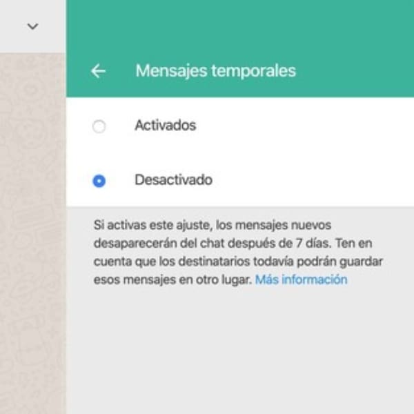 mensajes temporales de whatsapp