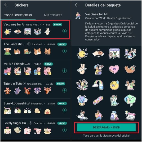 Cómo descargar los nuevos stickers de vacunas de la Organización Mundial de la Salud y WhatsApp 