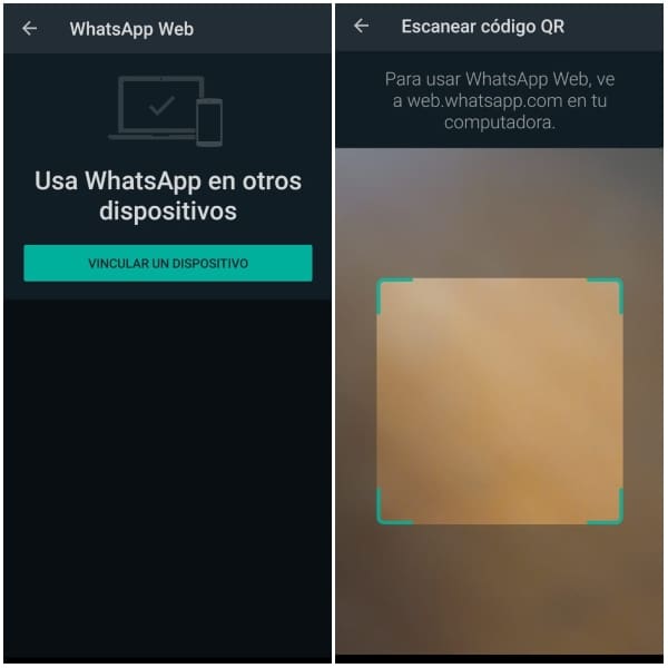 WhatsApp escanear código QR desde el teléfono 