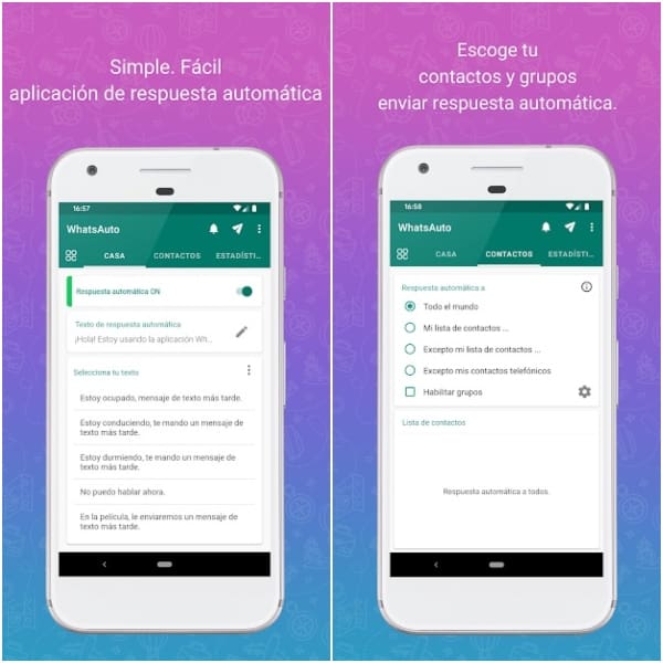 WhatsAuto aplicación de Google Play para activar respuestas automáticas en WhatsApp 