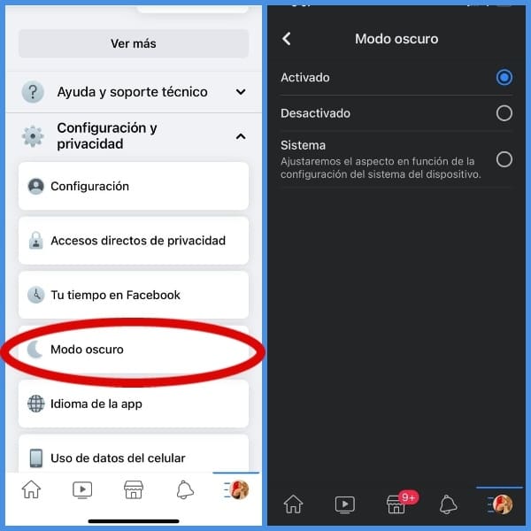 cómo activar el modo oscuro de Facebook en iOS y Android - Blog Hola Telcel