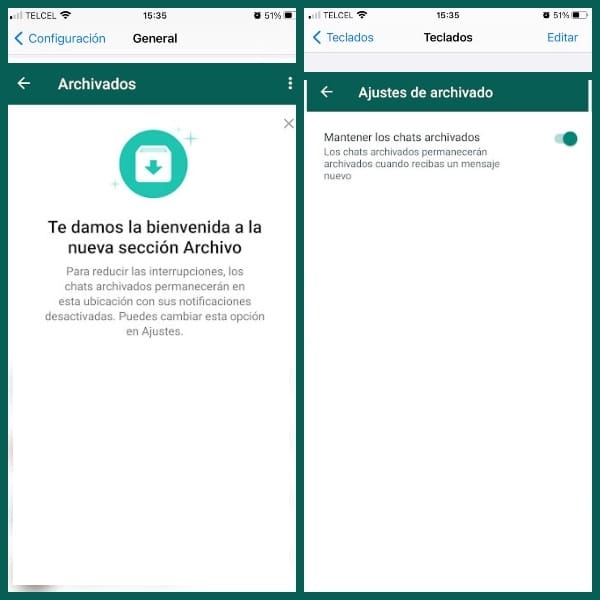 nuevos chats archivados de WhatsApp