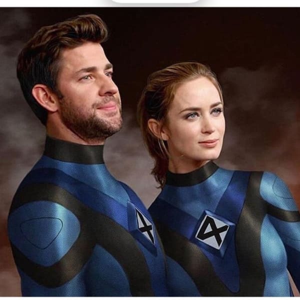 Reed Richards y Sue Storm, John Krasinski y Emily Blunt, Los 4 Fantásticos, Marvel 