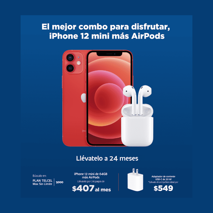 iPhone 12 mini más airpods
