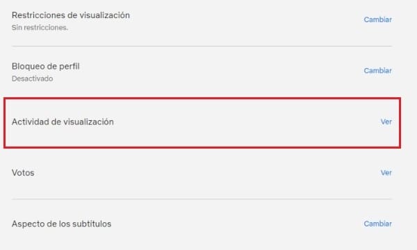 Actividad de visualización, series y películas 