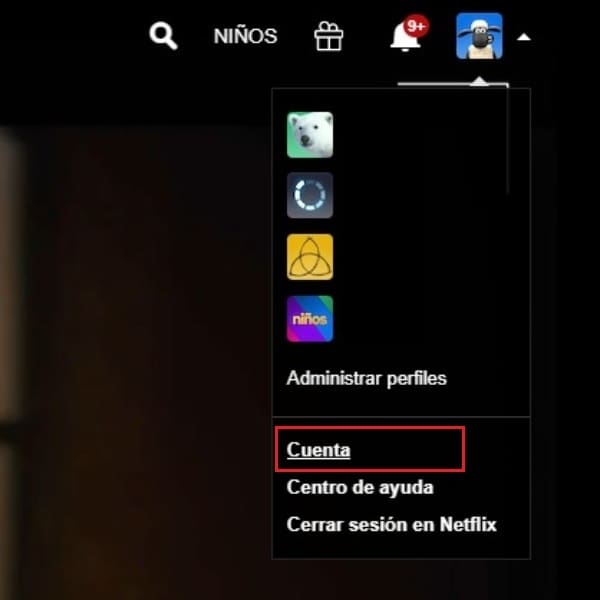 Cuenta Netflix, perfil, versión de escritorio 