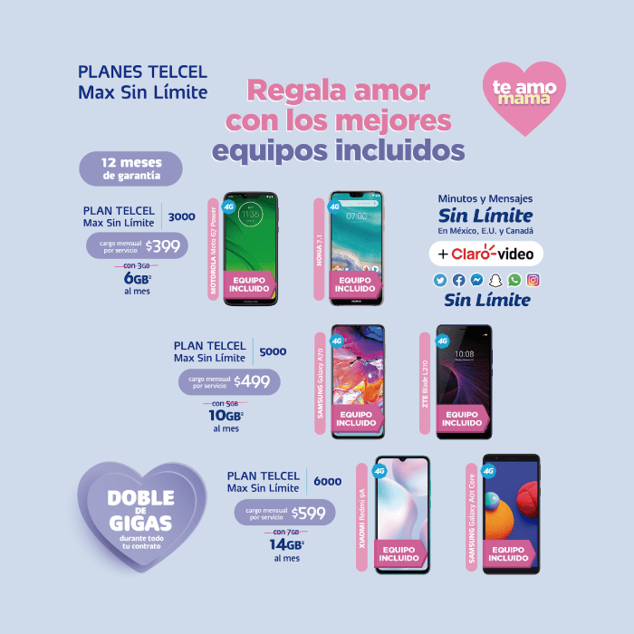 Disfruta de la mejor temporada del año estrenando un nuevo equipo con un Plan Telcel Max Sin Límite 5000. Vigencia al 07 de julio de 2021.