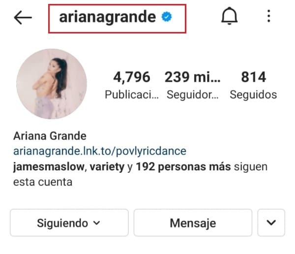 Cuenta verificada de Ariana Grande- Blog HolaTelcel 