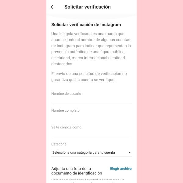 Datos personales e identificación que pide Instagram para verificar una cuenta- Blog HolaTelcel