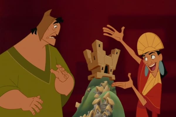 Kuzco y Pacha discutiendo sobre el nuevo castillo del emperador, escena que podría incluirse en el live action de Disney- Blog HolaTelcel 