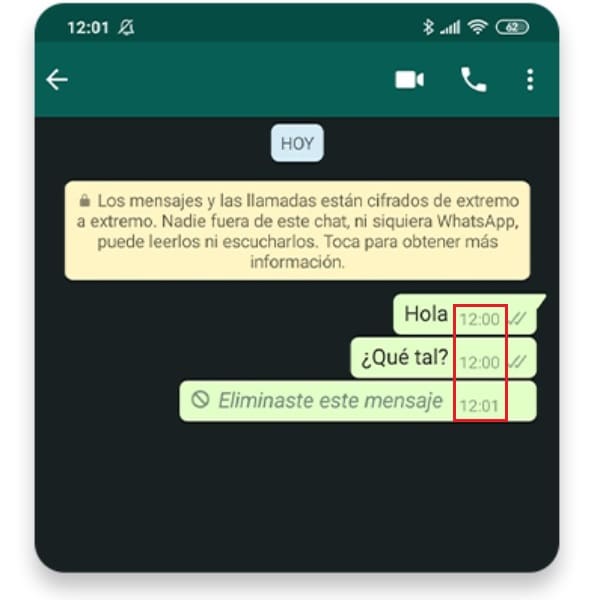 Ejemplo de mensajes de WhatsApp con la hora modificada, tuco secreto.- Blog Hola Telcel 