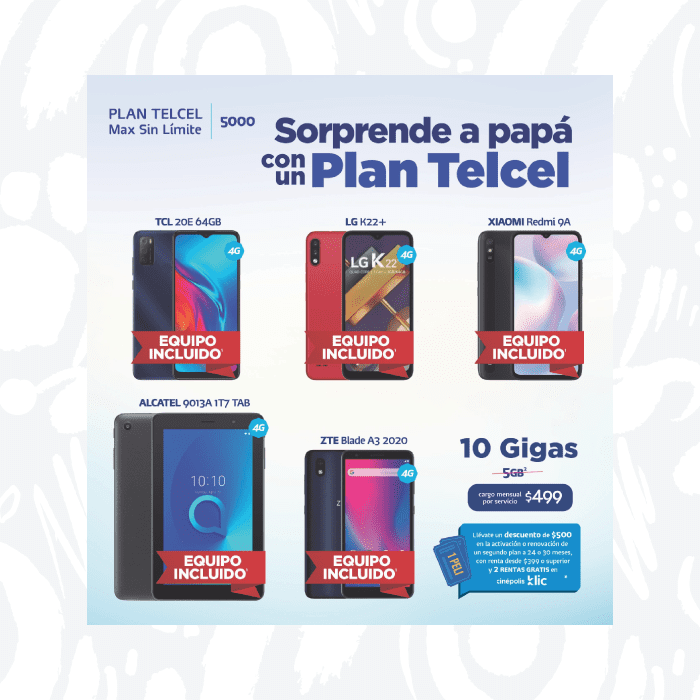Sorprende a papá con un Plan Telcel Max Sin Límite 5000 y regálale un nuevo equipo, más10 Gigas, descuento y entradas a Cinépolis Klic.- Blog Hola Telcel