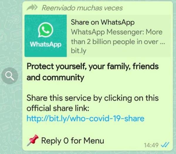 Aviso de WhatsApp de que un mensaje ha sido enviado muchas veces, función que no tiene Telegram- Blog Hola Telcel 
