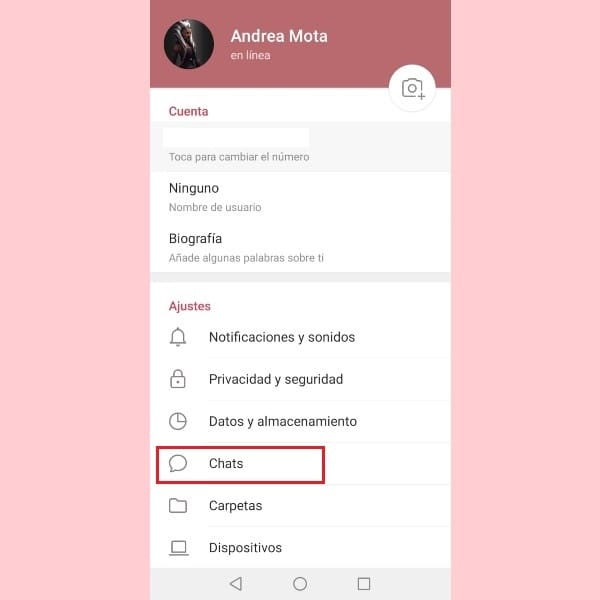 Menú de chats de Telegam para personalizar las conversaciones-Blog HolaTelcel 