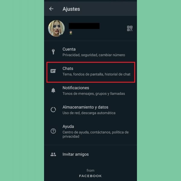 Activar el modo superoscuro desde el menú de Chats de WhatsApp.- Blog Hola Telcel