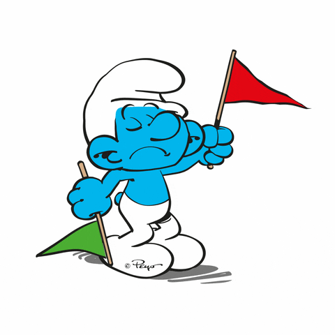 Pitufo bandera roja y bandera verde.- Blog Hola Telcel 