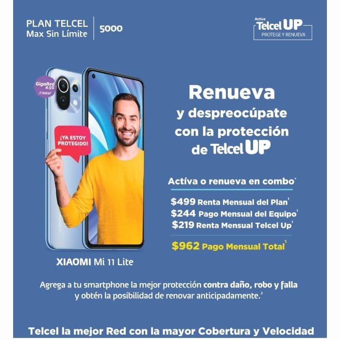 Renueva tu equipo por un nuevo Xiaomi Mi 11 Lite y despreocúpate con la protección de Telcel UP, ¡tu mejor aliado! Vigencia al 13 de octubre de 2021.- Blog Hola Telcel