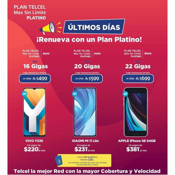 Telcel quiso consentirte un poco más y las promociones del mejor fin continúan. Al renovar tu Plan Platino aún tienes oportunidad de estrenar. Vigencia al 24 de noviembre de 2021.- Blog Hola Telcel