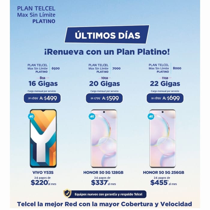 Esta es la oportunidad que estabas esperando para iniciar el año estrenando al renovar tu Plan Platino en Telcel. Vigencia al 12 de enero de 2022.- Blog Hola Telcel
