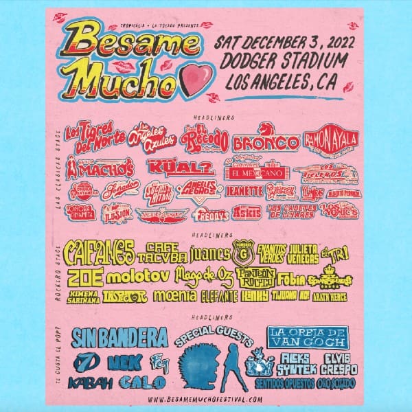 Cartel Besame Mucho Fest concierto música latina artistas principales headliners- Blog Hola Telcel