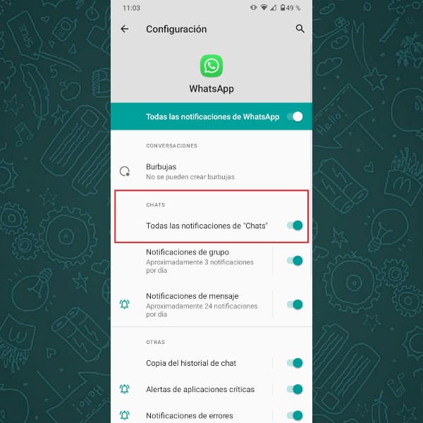 Desde la configuración de tu Android podrás desactivar las notificaciones de WhatsApp para evitar distraerte - Blog Hola Telcel