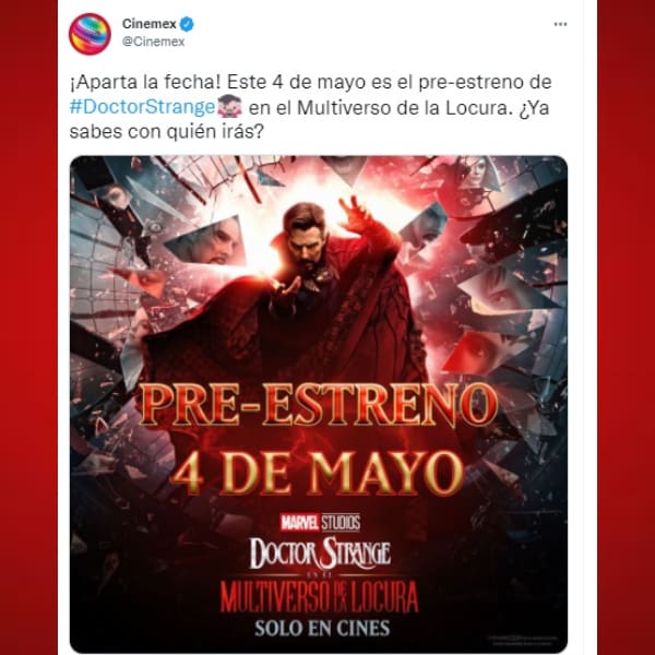 4 de mayo preestreno y 6 de abril preventa de 'Doctor Strange 2' en Cinemex y Cinépolis - Blog Hola Telcel