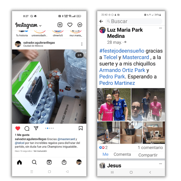 posteo de salvador y maria como ganador de mastercard telcel champions league.- Blog Hola Telcel