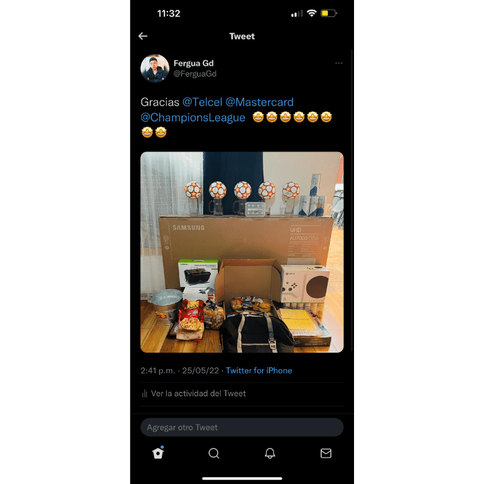 posteo de fer como ganador de mastercard telcel champions league.- Blog Hola Telcel