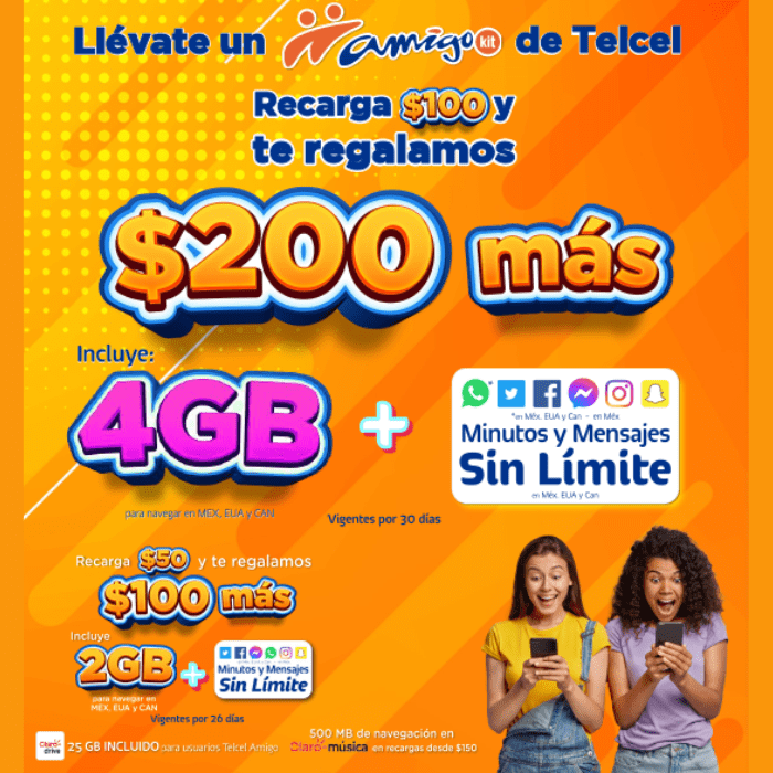 Llévate un Amigo Kit y recibe más con tus recargas de 50 y 100 pesos.- Blog Hola Telcel