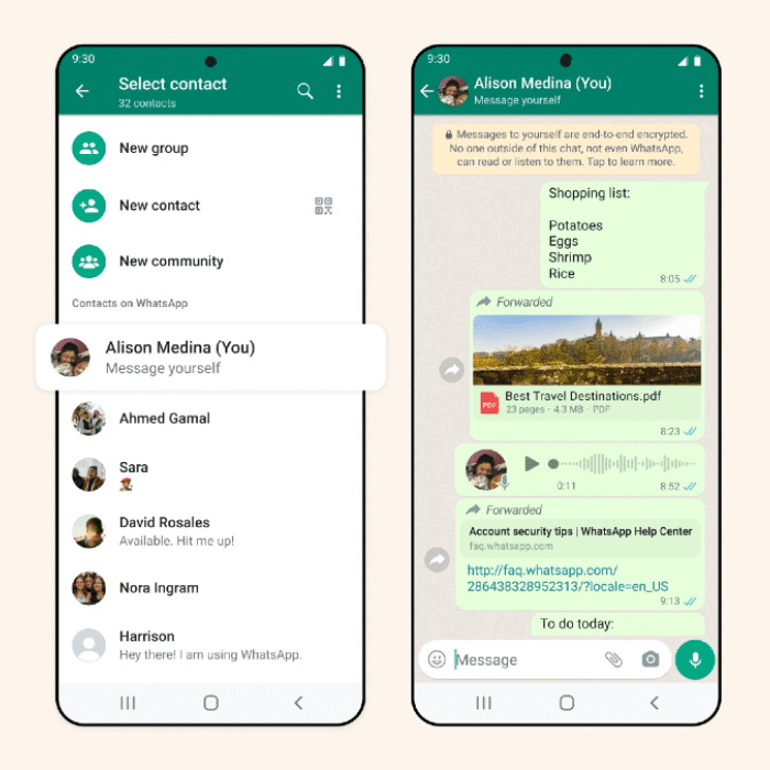 La función de enviarte mensajes a ti mismo llegará en pocos días a WhatsApp.- Blog Hola Telcel