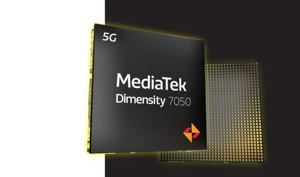 El procesador Dimensity 7520 de MediaTek con inteligencia artificial en un fondo negro con blanco.- Blog Hola Telcel
