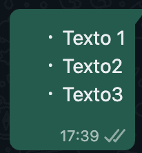 Texto en lista de viñetas WhatsApp.- Blog Hola Telcel.