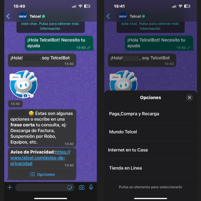 conversación con TelcelBot.- Blog Hola Telcel