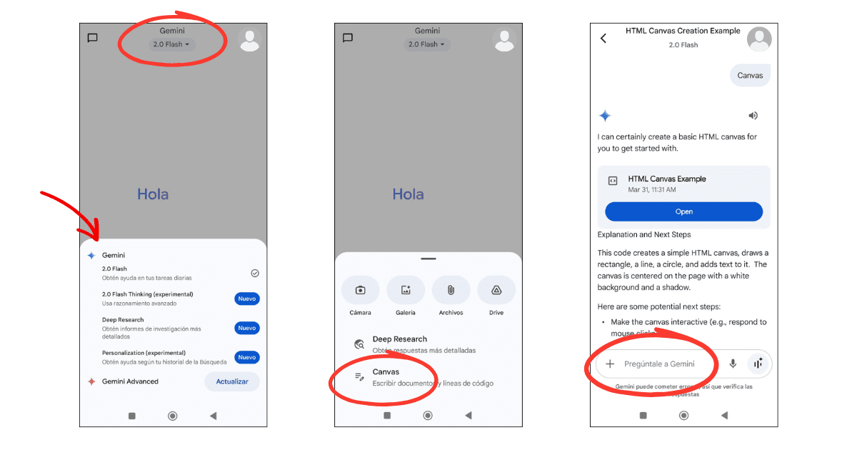 Cómo usar Canvas de Gemini desde tu celular.- Blog Hola Telcel