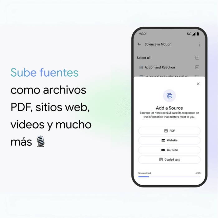 Sube fuentes y documentos a NotebookLM.- Blog Hola Telcel