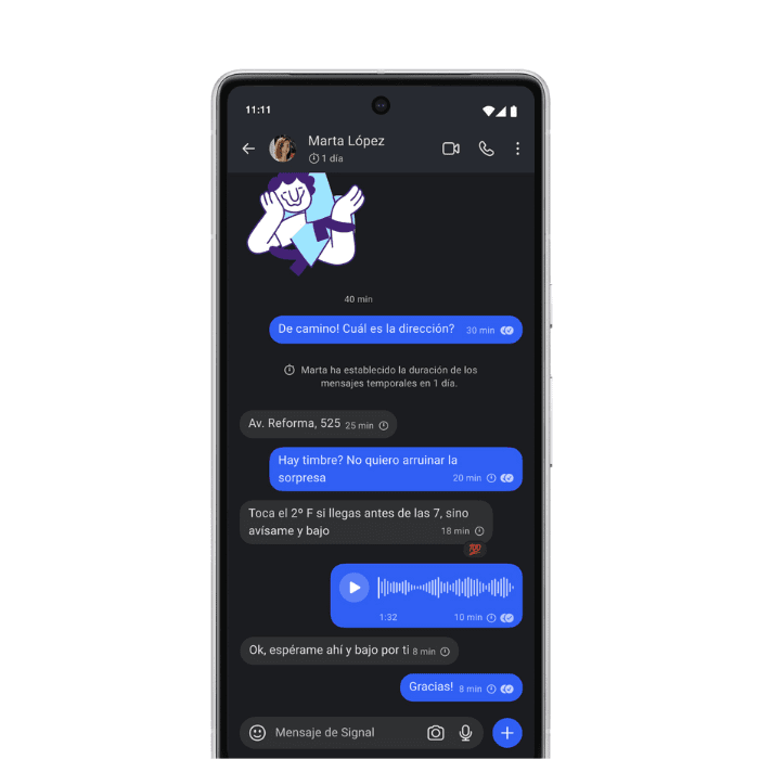 En Signal los mensajes se pueden eliminar automáticamente.- Blog Hola Telcel