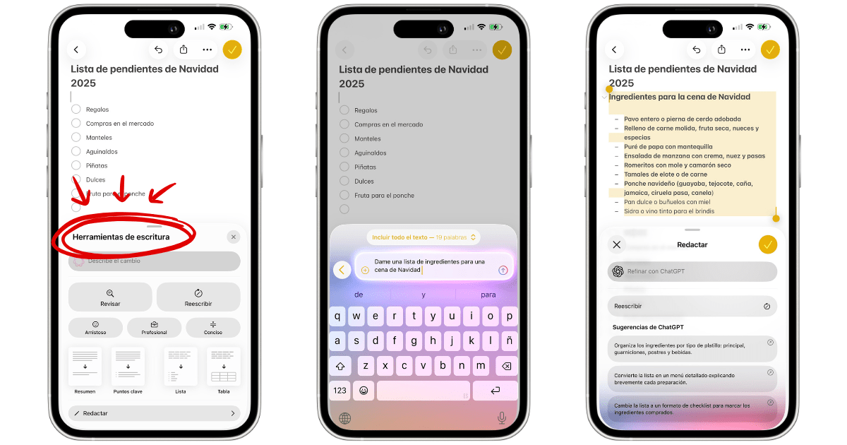 Organiza tu Navidad desde tu iPhone con Notas.- Blog Hola Telcel