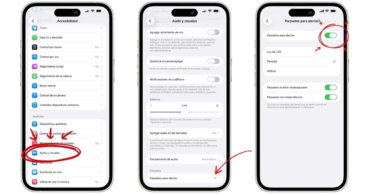 Configuración del parpadeo para avisos en iOS 26.2.- Blog Hola Telcel